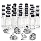 36 Pack, 2 oz Small Clear Glass Bottles w/Lid & 6