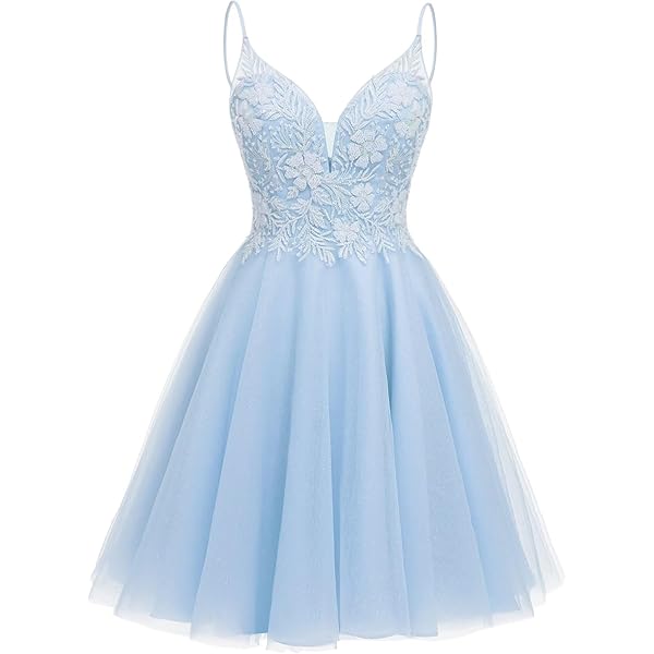 Amazon.com: Tulle Homecoming Dresses for Teens V-Neck Tulle