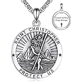 SILBAZ Saint Necklace 925 Sterling Silver Patron Saint Medal Pendant Amulet Protection Religious Jewelry for Men Women with 2.5mm 22"+2" Steel Chain (with Gift Box)