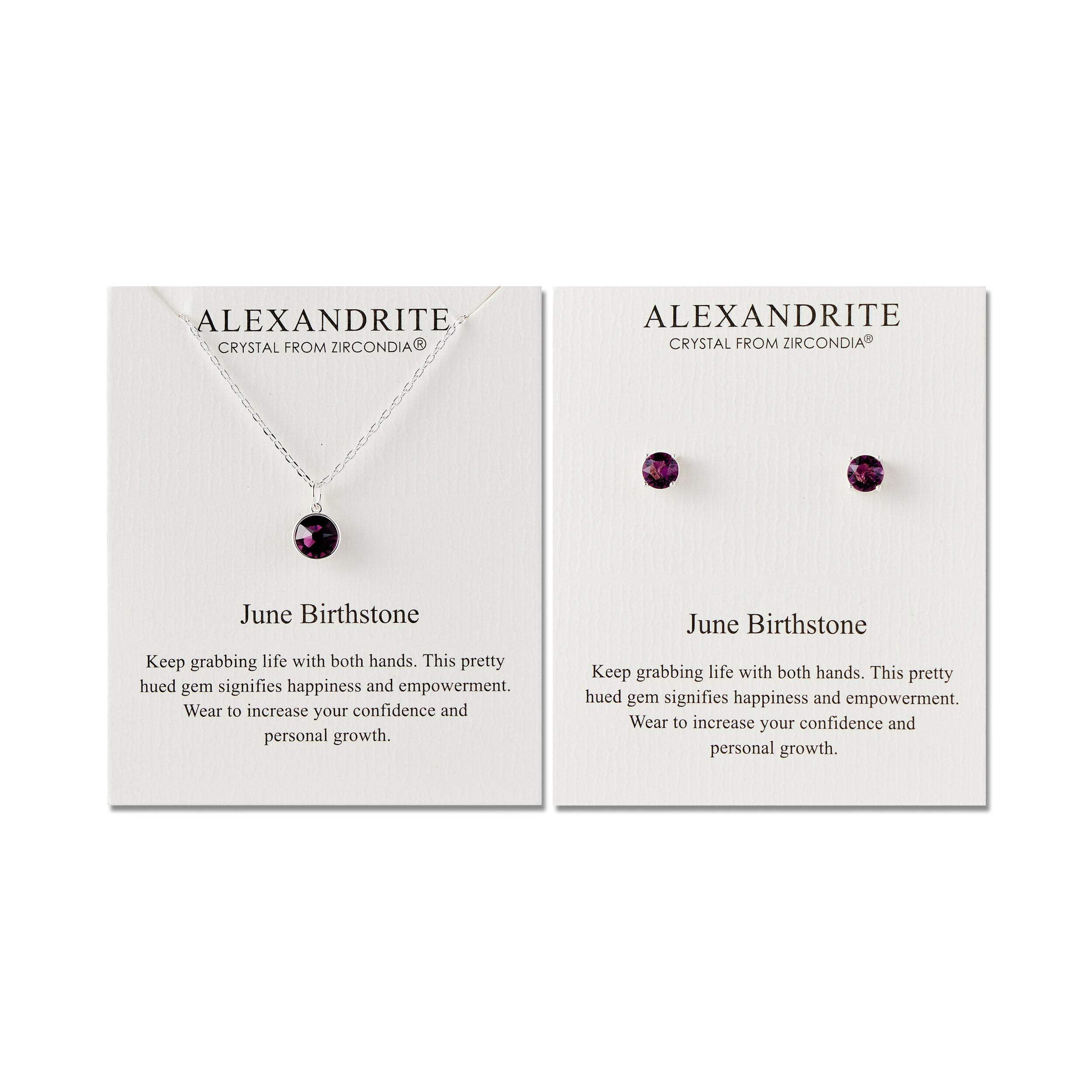 Philip Jones June (Alexandrite) Birthstone Necklace & Earrings Set Created with Zircondia® Crystals