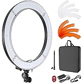 Neewer 18-Inch Ring Light, 55W Dimmable 5500K Light with 240 LEDs Color Filter, Soft Tube and Carrying Bag for YouTube, TikTok, Selfies and Photography, Compatible with Camera and Smartphones