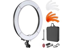 Neewer 18-Inch Ring Light, 55W Dimmable 5500K Light with 240 LEDs Color Filter, Soft Tube and Carrying Bag for YouTube, TikTo