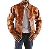 Men's Tan Brown Real Leather Motorcycle Jacket Genuine Alligator Crocodile premium leather skin Biker Jacket
