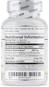 Vivanta Nutrition 5HXT Pro 5-HTP High Strength 200mg Griffonia Extract 120 Veg view 8