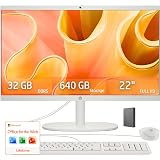 HP 22" FHD All-in-One Desktop Computer • 32GB DDR5 RAM • 512GB External and 128GB UFS Storage | The New Version for Everyday Efficency • Latest 13th Gen Intel Quad-Core • Office 365 for The Web