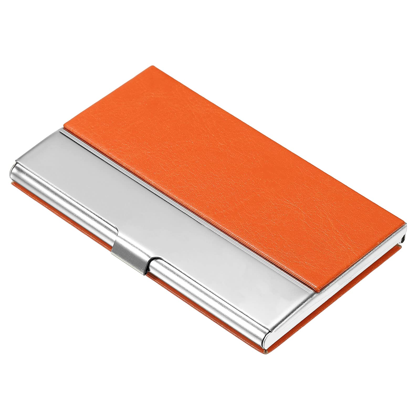 PATIKIL 3.7 x 2.4 x 0.3 Inch Business Card Holder, PU Leather Flip Slim Name Cards Protector Case for Women Men, Orange