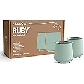 Fellow Ruby Wine Tumbler Set of 2 - ​​Insulated Stainless Steel Wine and Cocktail Tumblers with Ceramic Interior and Swivel Pebble Lid - 12 oz, Mint Chip