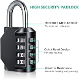 BeskooHome 4-Digit Outdoor Waterproof Padlock - Resettable Code Lock Black view 2