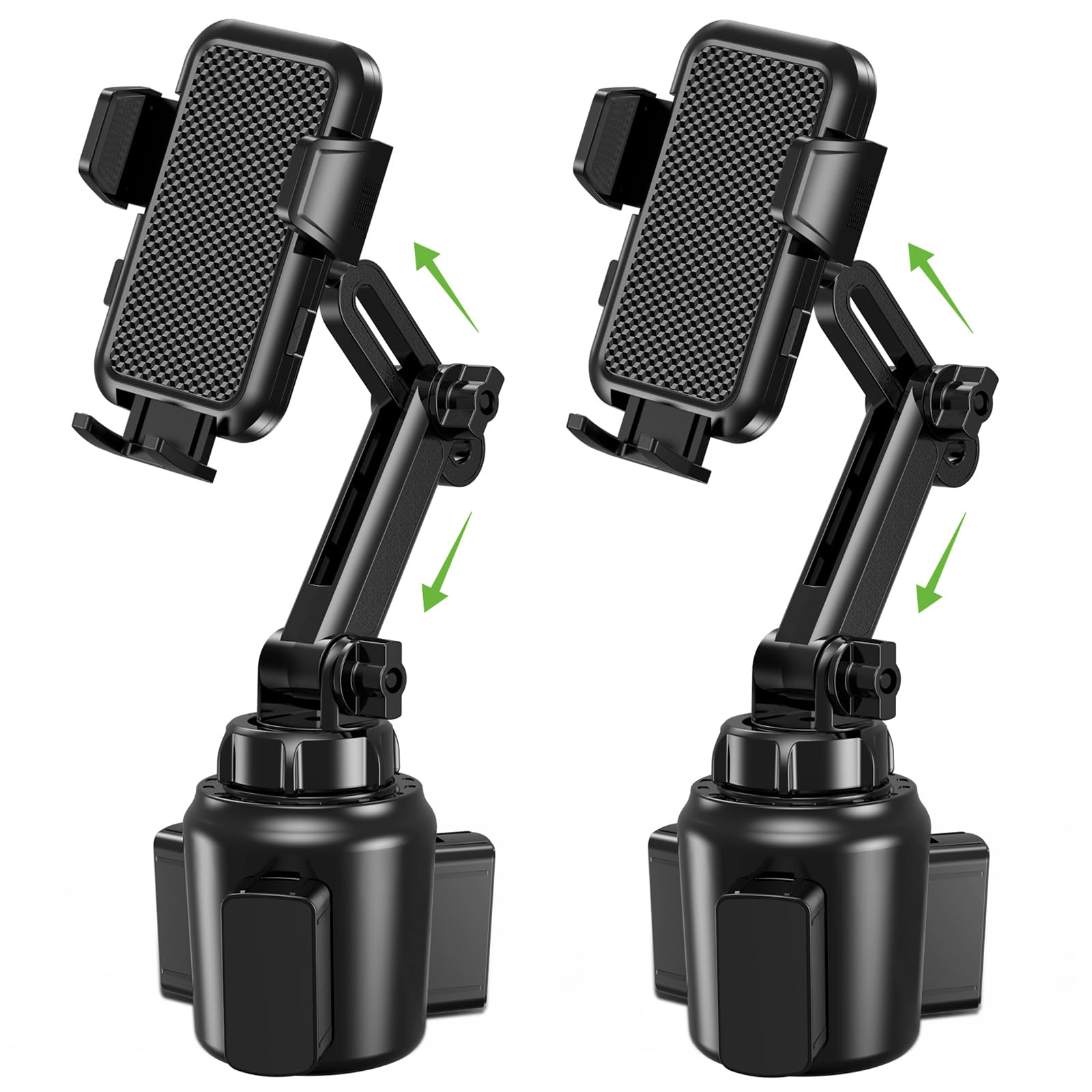 EOCAHO 2025 Upgraded Cup Phone Holder for Car, Universal No Shaking Cup Holder Phone Mount with Expandable Base for Car Truck, Adjustable Holders,Compatible with iPhone Samsung All Phones: 2 Pack Image