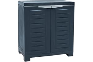 Sunnydaze 25.5" H Resin Garage Storage Cabinet - Garage Cabinet with Adjustable Shelf - Freestanding Utility Storage for Laun