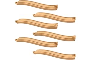 MOTOTO 6 Pieces Ascending Wood Train Tracks Wood Train Tracks Expansion Compatible with Most Train Tracks Wood Train Track Connectors for Girls Boys Birthdays (6 PCS, Ascending)