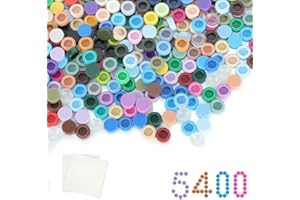 Etarnfly 5400PCS Pixel Bricks, 1X1 Round Plates - 54 Colors Building Blocks Parts and Pieces with 2 Pack 10”x10” White Peel-and-Stick Building Baseplates - Pixel Arts Dots Bulk Studs Accessories Kit