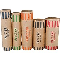 L LIKED 210 Assorted Preformed Coin Wrappers for Canadian Coins, Dollar, Quarter, Nickel, Dime Coin Rollers