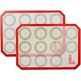 Non Stick Silicone Baking Mat Quarter Sheet Macaron - 8.2"x11.6",Set of 2 Toaster Oven Liners For Pizza/Cookie and Bread Maki