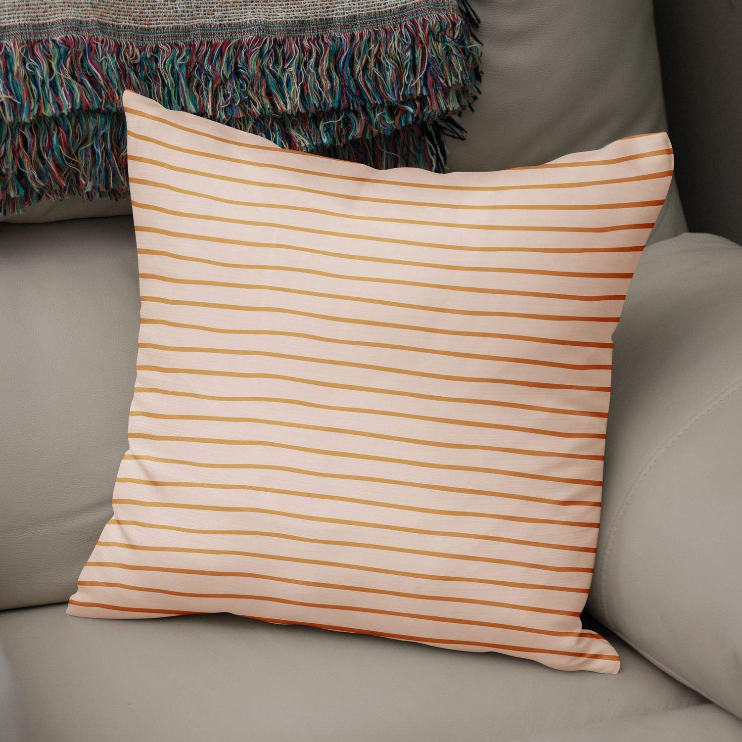 Bonamaison Decorative Cushion Cover Orange & Off White, Throw Pillow Covers, Home Decorative Pillowcases for Livingroom, Sofa, Bedroom, Size: 50x50 Cm - Designed and Manufactured in Turkey