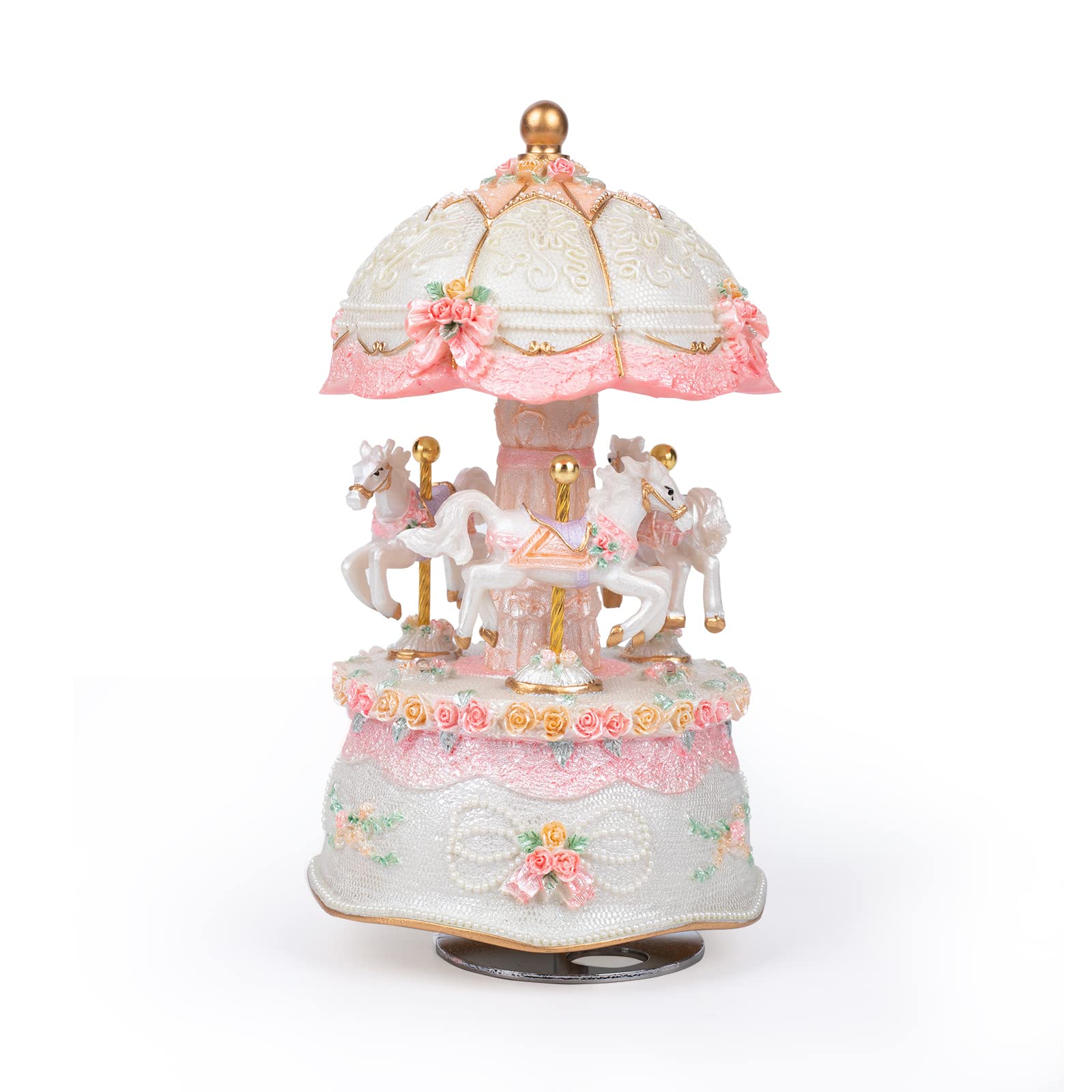 Javik Carousel Music Box for Girls with Color Change Led Light Rotating Wind-up Music Boxes Luxury Musical Carousel Figurines Christmas Valentine's Day Birthday Gift for Daughter Wife Girlfriend