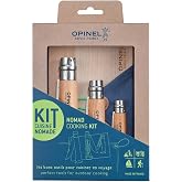 OPINEL Nomad Camping Kitchen Utensil Kit, Includes No.12 Serrated Knife, No. 10 Corkscrew Knife, No. 6 Peeler, Cutting Board