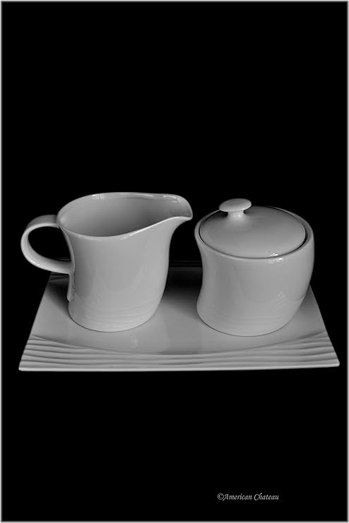 Amazon.com: Moderno 4 Piezas juego de porcelana blanco ...