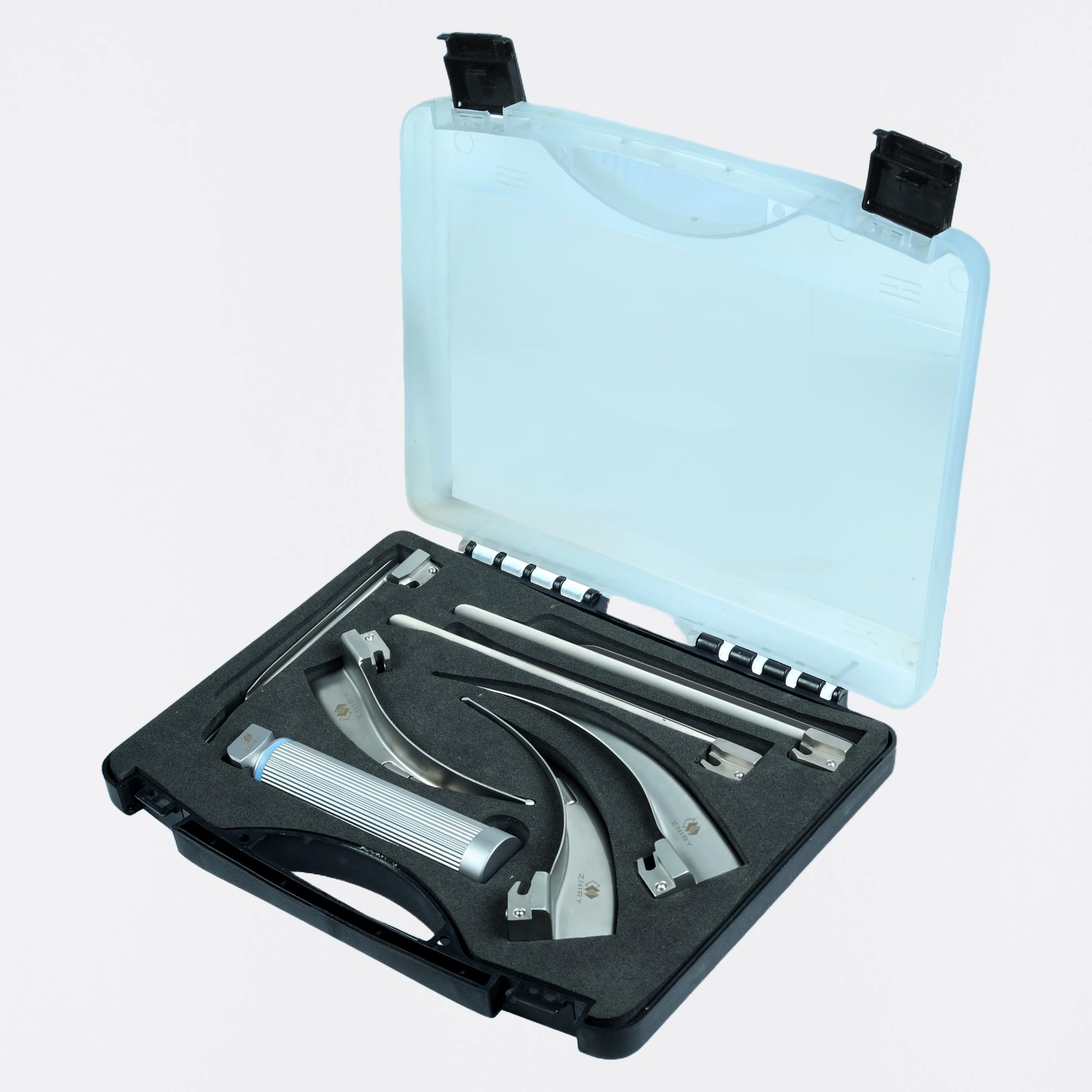 Photo 1 of Veterinary Laryngoscope Set Including 3 Macintosh & 3 Miller Laryngoscope Blade Size (2,3,4) with Handles for Intubation laryngoscope Blades for Animals