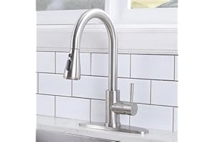 VC CUCINE VCCUCINE Kitchen Faucet with Pull Down Sprayer, Brushed Nickel Faucet for Kitchen Sink, Small High Arc RV Stainless Steel Single Handle Pull Out Kitchen Sink Faucet