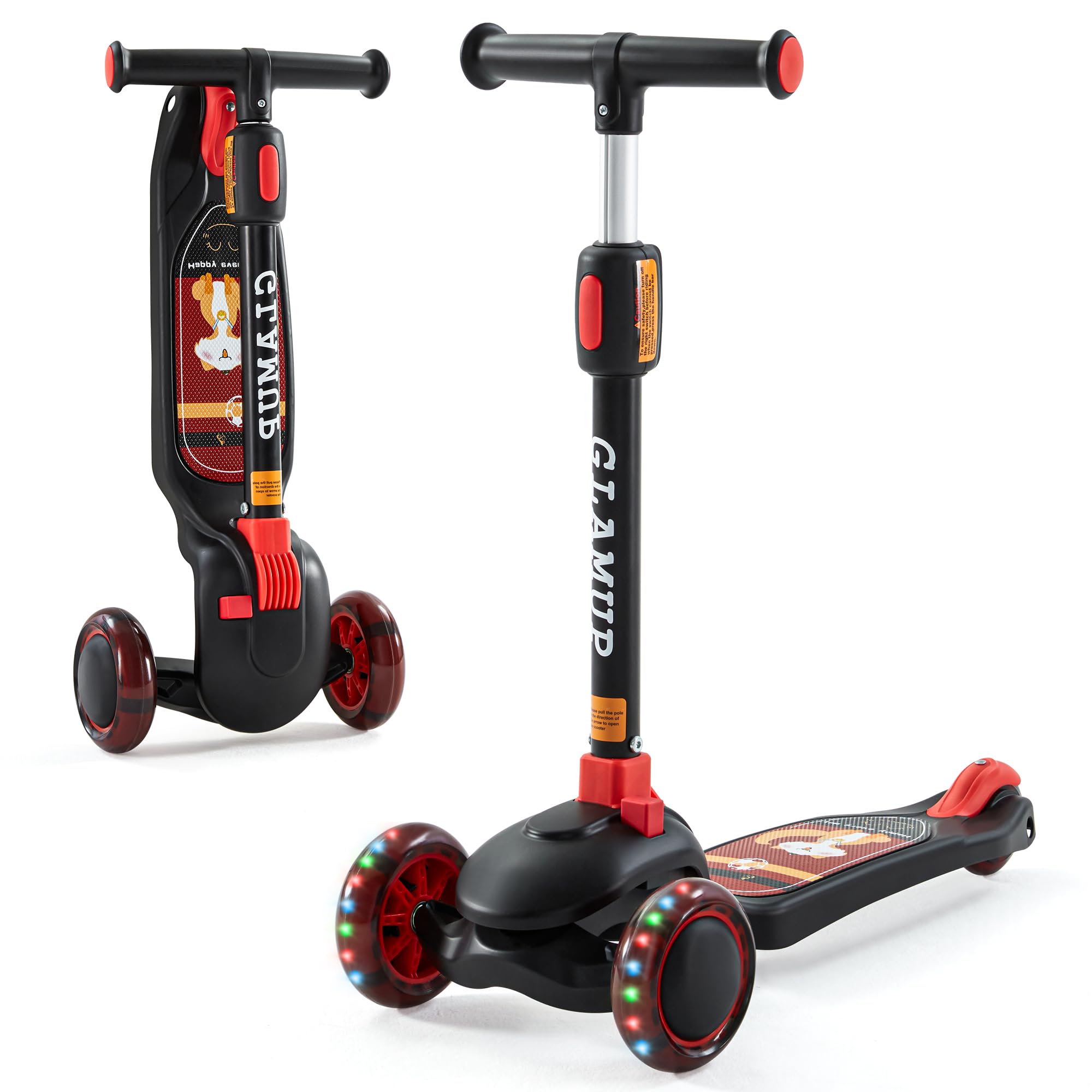 Kick Scooter Adjustable Height Adjustable Handlebar，Kids Scooter 3 Wheel with LED Lights，Suitable Kids Ages 2，Ages 6，Ages 8，Extra Wide Deck for Boys and Girls