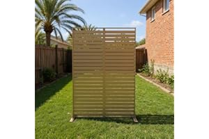 Garvee Outdoor Metal Privacy Fence 72" H × 47" W, Galvanized Steel Decorative Screen with Stand, Portable Room Divider for Pa
