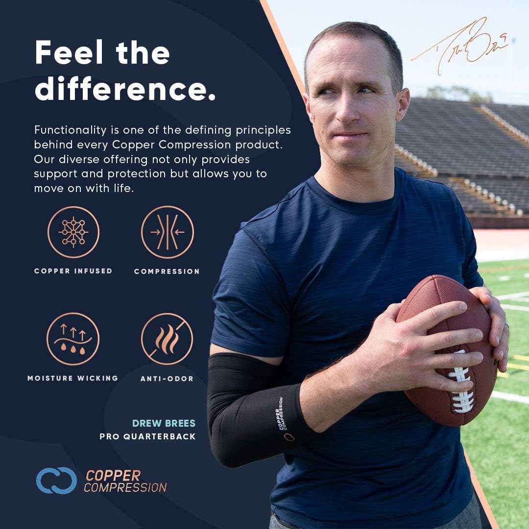Copper Compression Recovery Shoulder Brace - Highest Copper Content Shoulder Stability Support Brace. Adjustable Fit Sleeve Wrap Men Women. Relief for Shoulder Injuries, Tendonitis (One Size Regular): Health & Personal Care