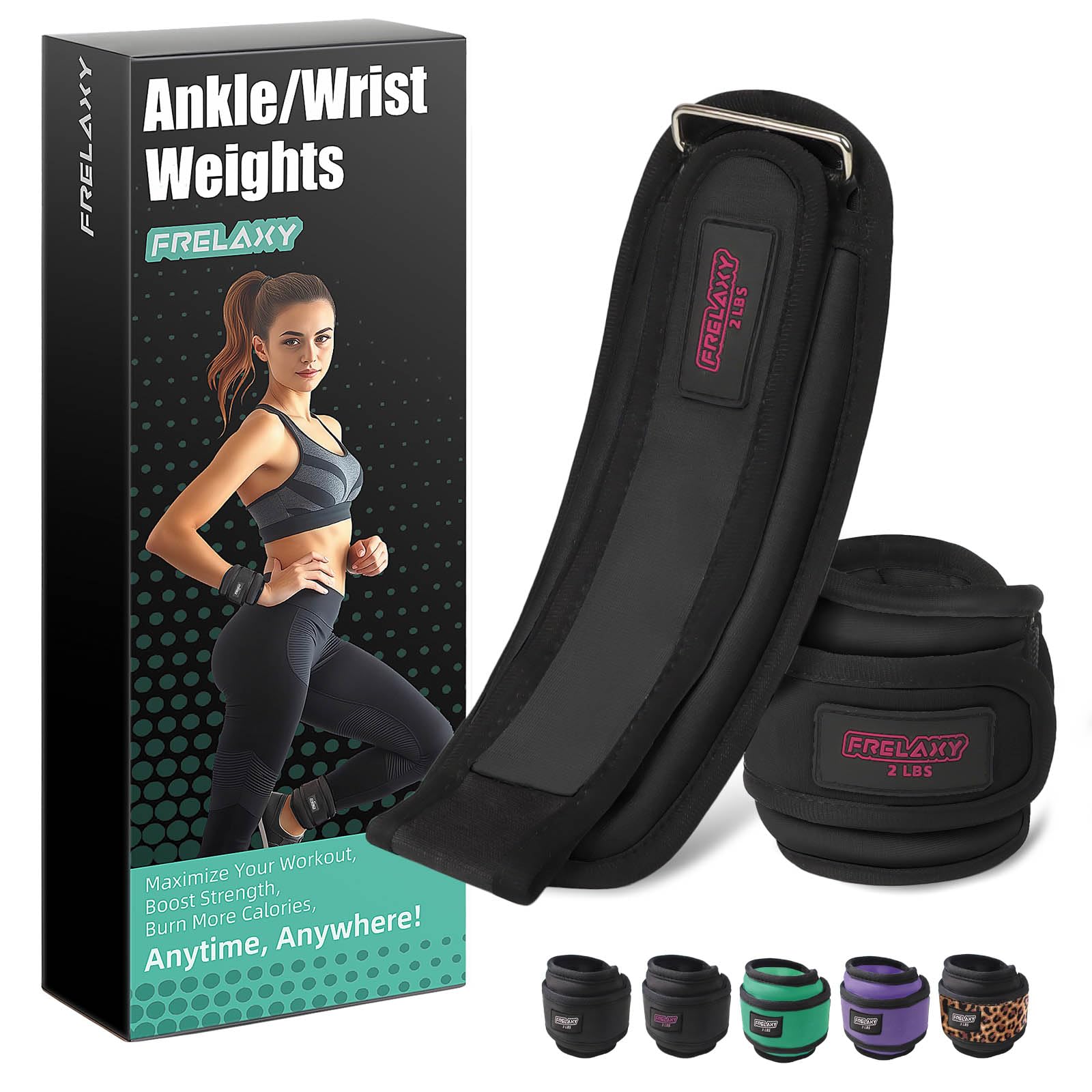 Photo 1 of Frelaxy Ankle Weights Sets for Women Men Kids 1lb 2lb 3lb Pairs with Adjustable Straps, Strength weighted for Physical Therapy Running Walking Fitness Gym Workout (Black/Pink, 2 lbs x 2)