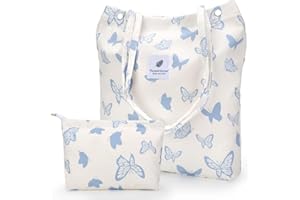 Yonsya Corduroy Tote Bags, Travel Shoulder Beach Bag with Makeup Bag for Women Work Lunch Grocery Shopping Shopper Handbags