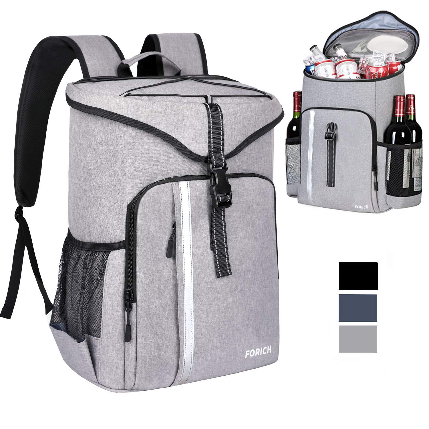 FORICH Backpack Cooler Leakproof Insulated Waterproof Backpack Cooler Bag, Lightweight Soft Beach Cooler Backpack for Men Women to Work Lunch Picnics Camping Hiking, 30 Cans