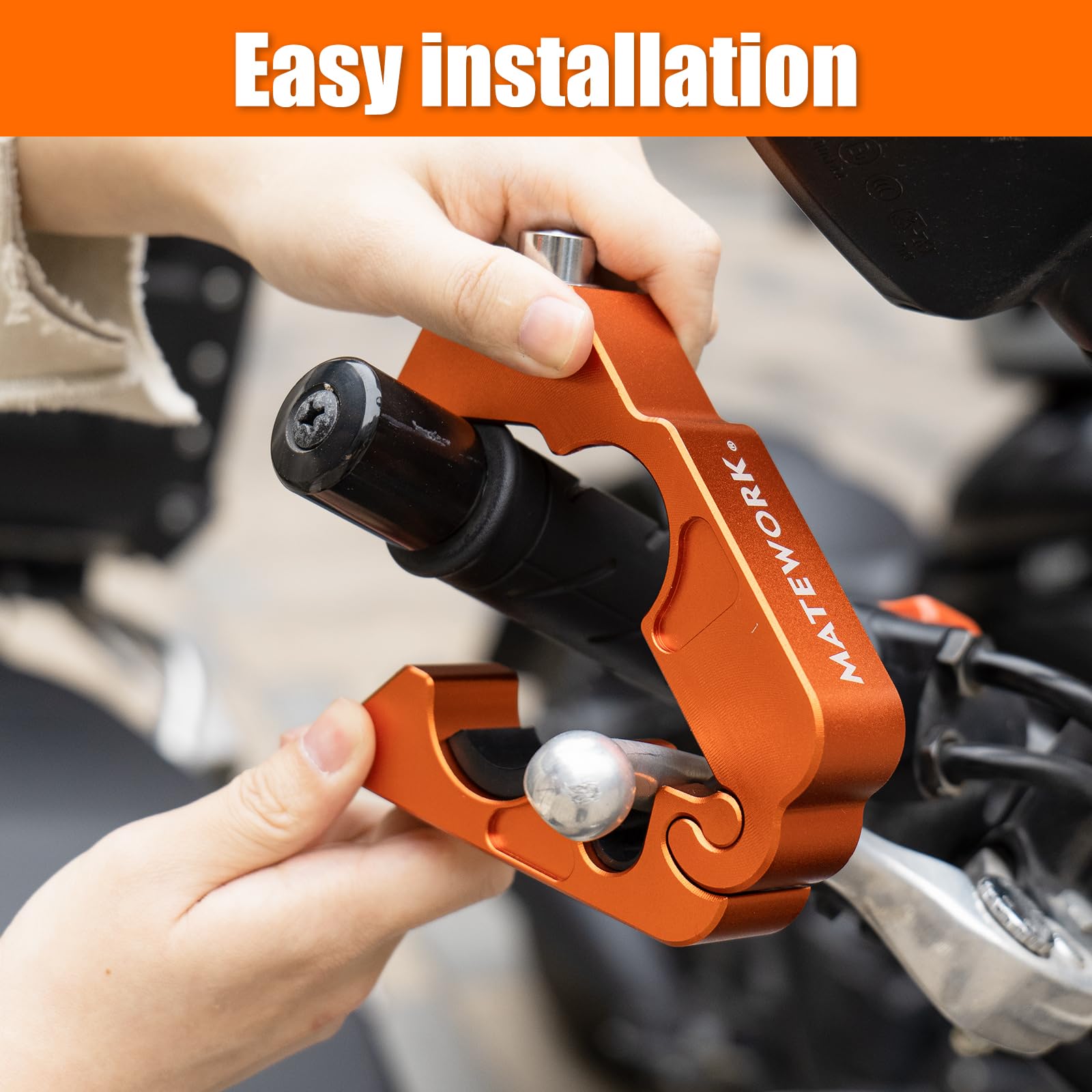 Motorcycle Lock Anti Theft Heavy Duty, Motorcycle Handlebar & Brake Lock with Helmet Lock, Bike Lock, Universal for All Bike Motorcycle Orange