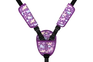 AMINTIRI Car Seat Straps Pads for Baby Boys Girls, 3 Pieces Ultra Soft Plush Car Seat Strap Covers for Kids, Infant Carseat Shoulder Pad, Hip Support for Car Seats, Pushchair, Baby Stroller. (Unicorn World)