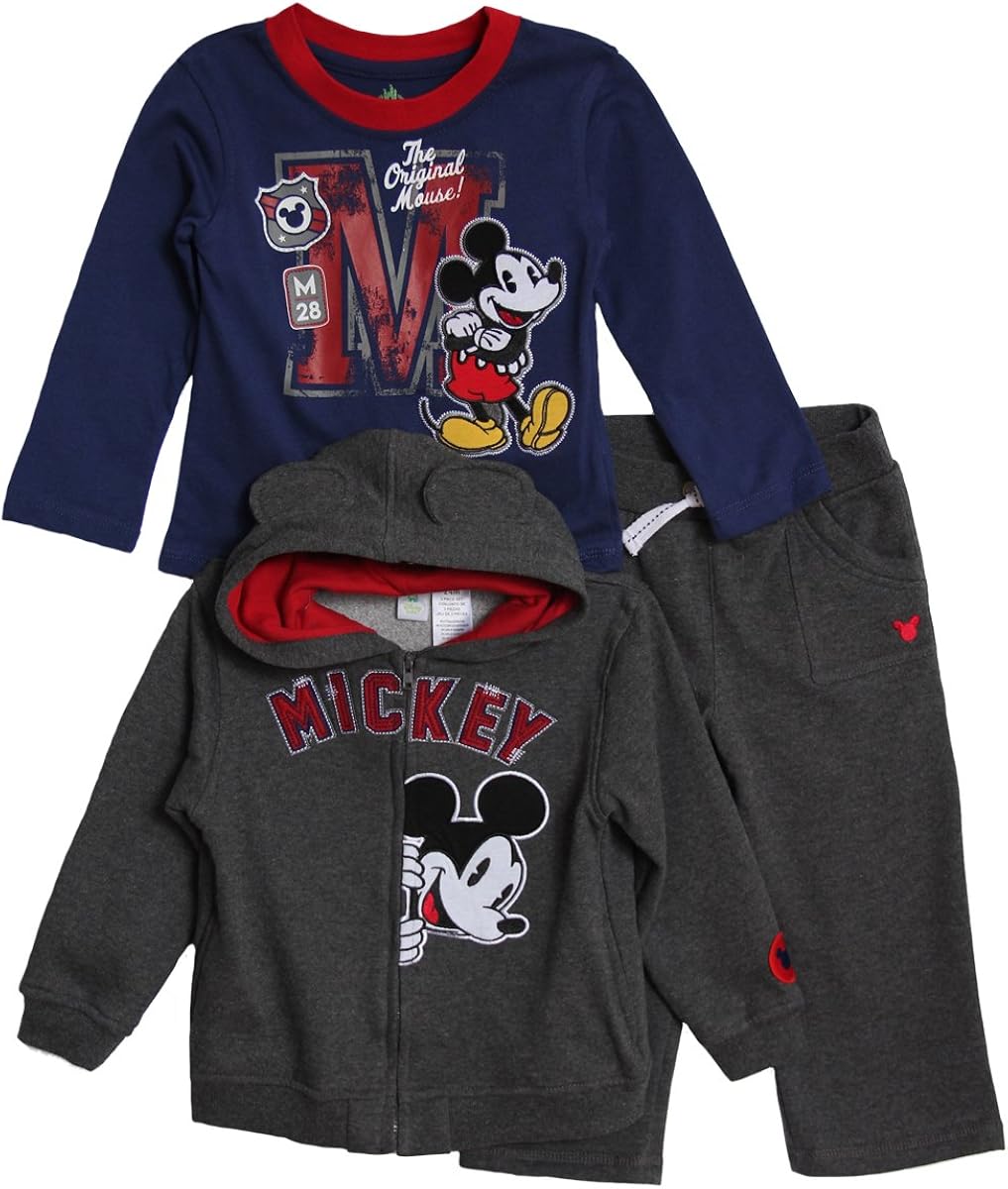 Disney Baby Infant Boys Grey Mickey Mouse 3Pc Sweatsuit