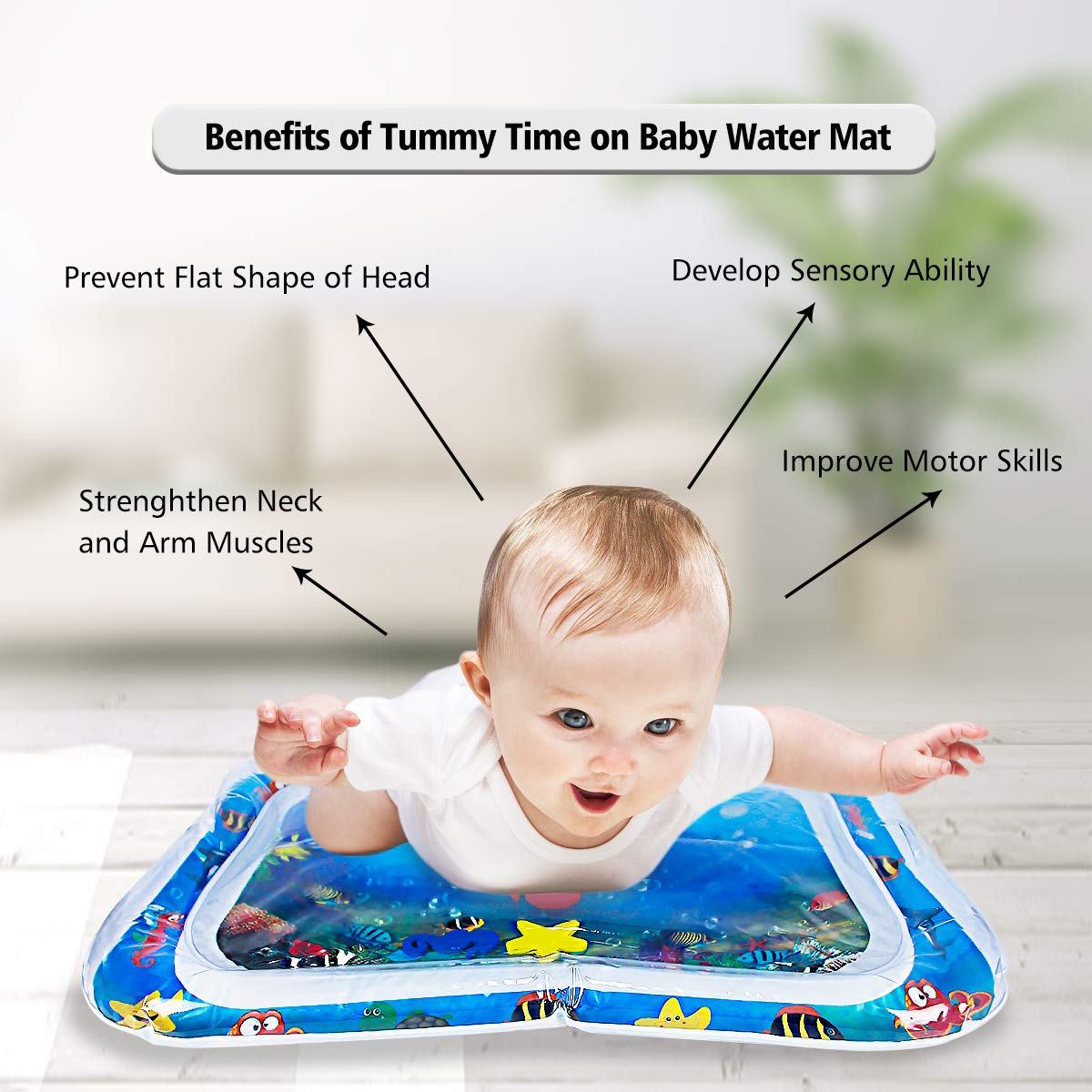 Dreampark Inflatable Tummy Time Premium Water Mat for Infants & Toddlers, Activity Center Your Baby\'s Stimulation Growth Baby Toys 3 to 12 Months (26”x20”, 2 Pack)