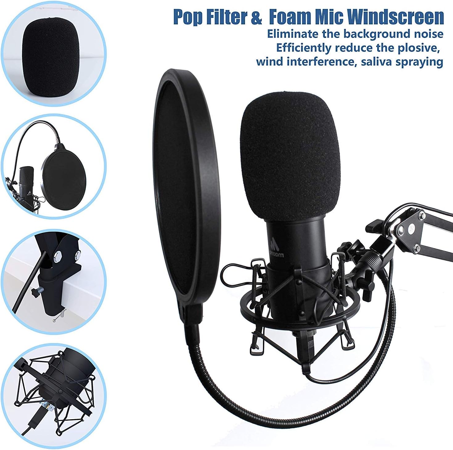 USB Microphone Kit 192KHZ/24BIT Plug & Play MAONO AU-A04 USB Computer Cardioid Mic Podcast Condenser Microphone with Professional Sound Chipset for PC Karaoke, YouTube, Gaming Recording: Musical Instruments