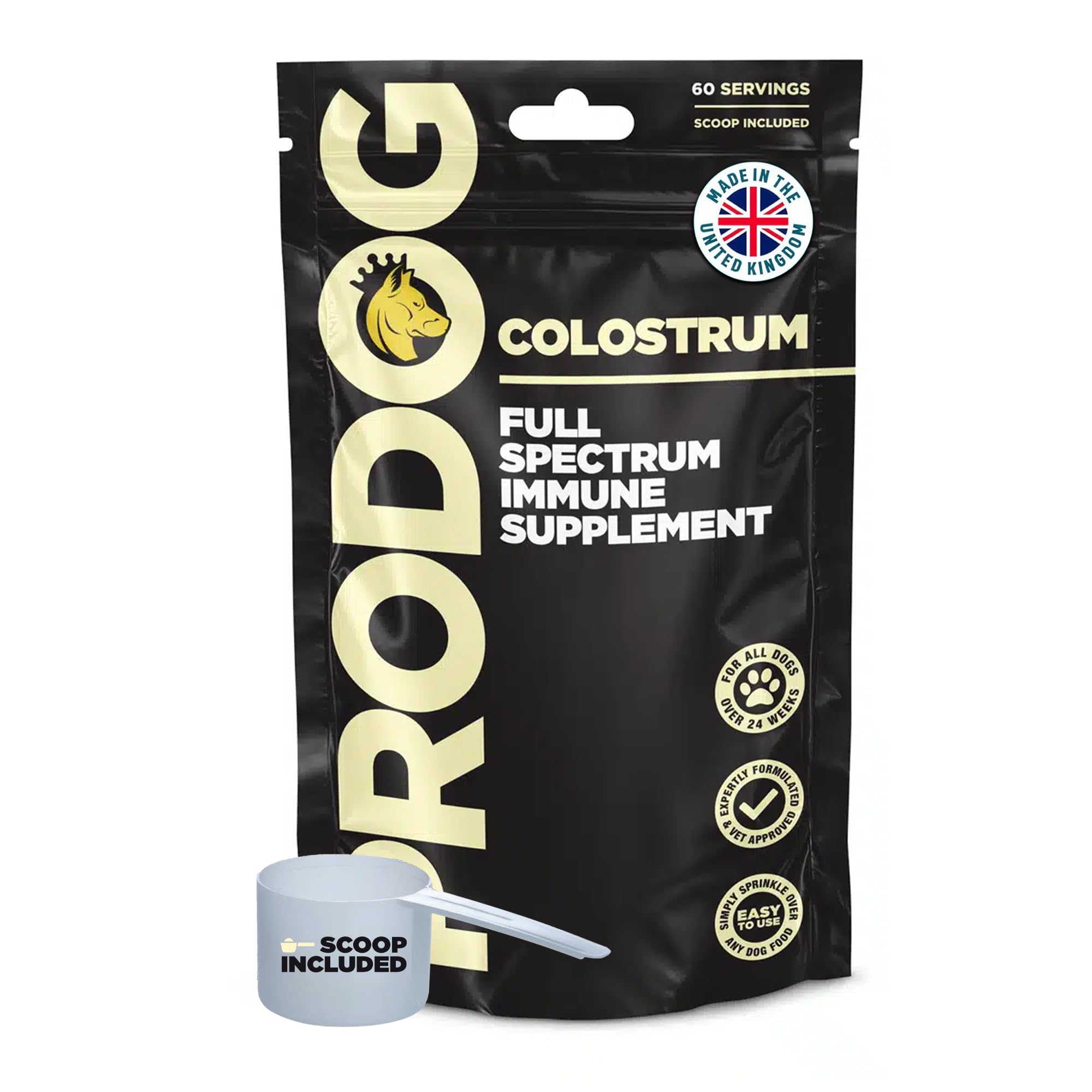 ProDog Colostrum Supplement for Dogs & Puppies | Bovine Colostrum for Immune, Gut & Skin Health | Supports Digestion & Recovery | Natural Supplement for All Ages | 60 Servings