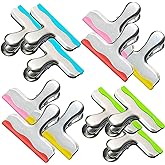 YARALL 12 Pack Metal Chip Clips with Silicone Edges – Heavy Duty Bag Clips for Food Packages, Kitchen, Office – Color Coded, 