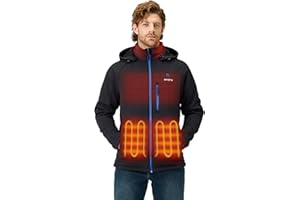 ORORO Men's 4 Heat-Zone Heated Jacket with USB-C Rechargeable Battery, Soft Shell Heated Jacket with Detachable Hood