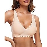 Quttlzze Deep V Petal Bras for Women No Underwire Soft Wireless Bras Comfort Seamless Bralettes with Extender
