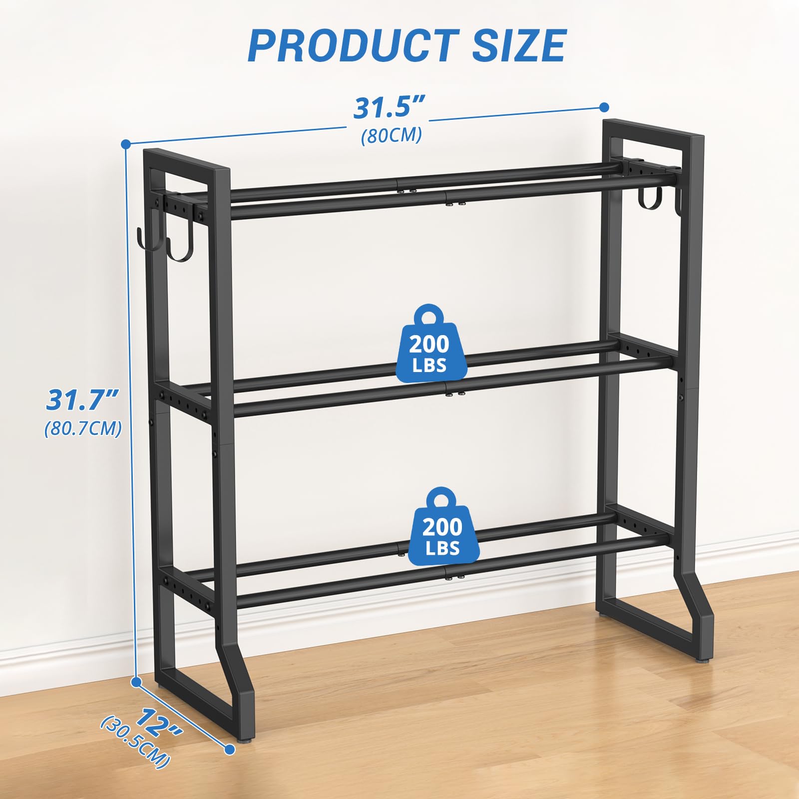 31 Inch Deep Storage Rack Mua VOPEAK 3-Tier Adjustable Dumbbell Rack, 31-Inch Weight Rack for ...