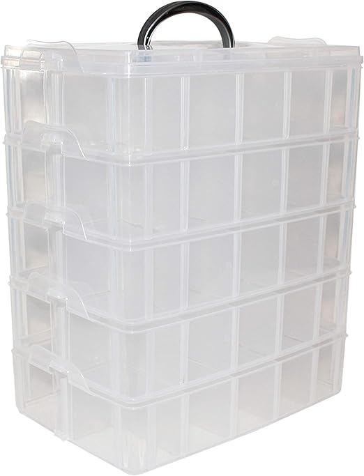 BELLE VOUS Storage Box 5 Tier H29.5xW24xD15cm Clear Plastic Stackable