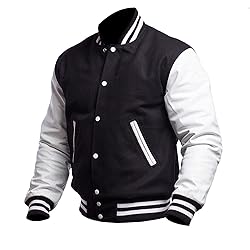 Mens Varsity Jacket - Black and White School Teen