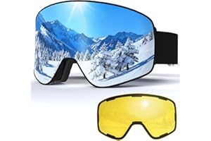 MXJ GEAR SKi Goggles,Frameless Snowboard Goggles with 2 UV400 Magnet Ski Lenses,YH212 Anti-Fog Snow Goggles for Adult Men Women