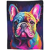 Colorful English Bulldog Fleece Throw Blanket for Mom, Women, Men, Kids - Super Soft Plush Animal Print - 50"x60"