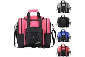 DAFISKY Bowling Ball Bag for Single Ball - Bowling Bag Tote for 1 Ball and Shoes with Padded Holder, 2 Pockets Fits Men & Women bowling Shoes Up To Mens Size 14
