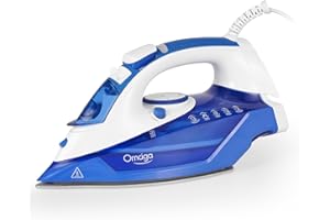 OMAIGA Steam Iron for Clothes, 1500W Clothes Iron with 3-Way Auto-Off, Durable Ceramic Soleplate, Iron for Clothes with 11.8oz Water Tank, Steam Iron with Self-Cleaning, Anti-calc Function