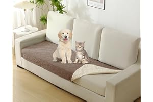 LPMOERA Waterproof Reversible Couch Sofa Cover Blanket for Dogs Washable Furniture Protector Slipcover for Kids Kahki 30 * 70 Inch(Pack of 1)