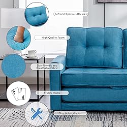 ERYE 3 Fold Upholstered Tufted Futon Sofa Bed
