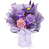Flowers for Delivery Prime, Valentines Day Gifts for Her, Preserved Flower Bouquet, Purple Roses Birthday Gifts for Women Mom Wife Girlfriend Grandma, Real Forever Flower for Mothers Day Anniversary
