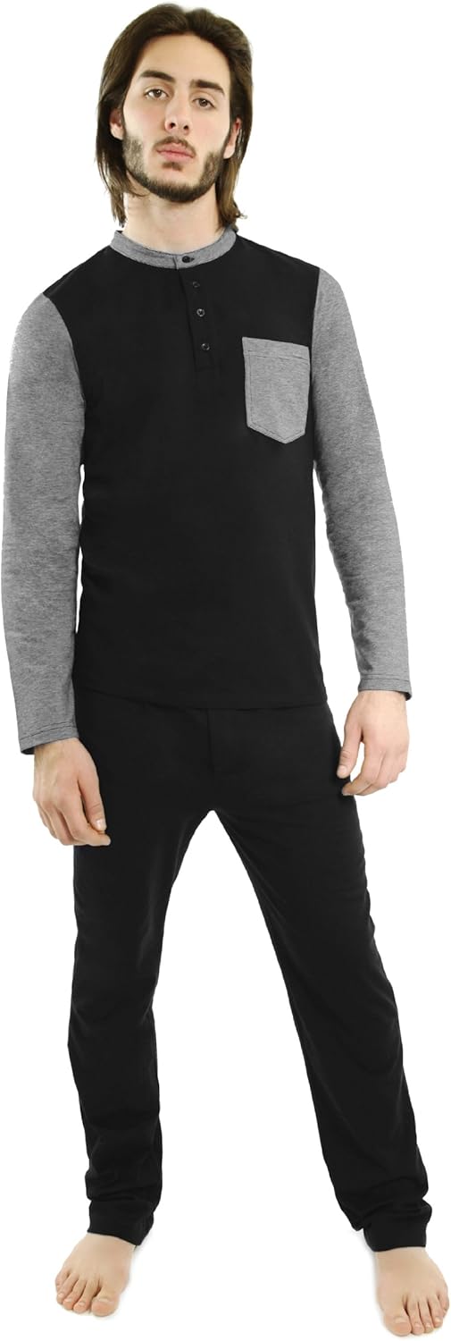 mens fleece pyjamas set